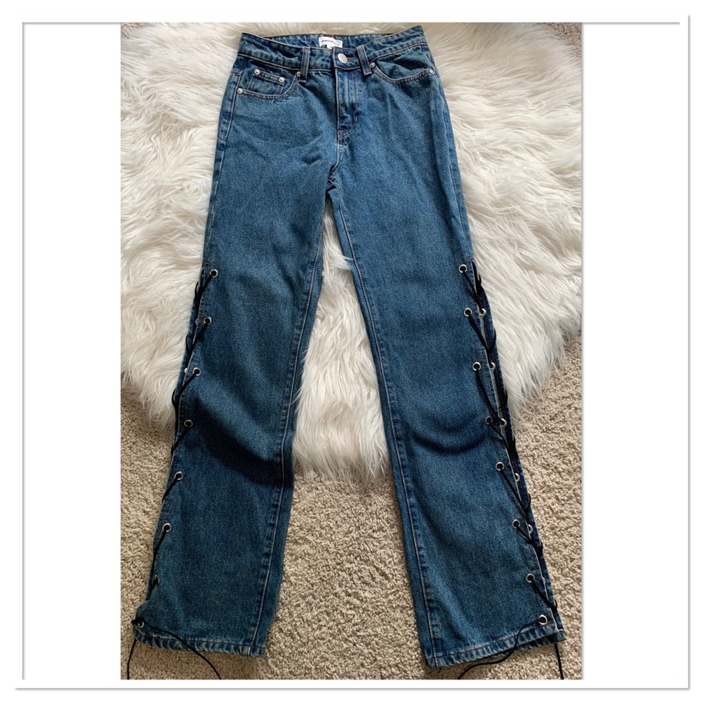 Superdown Jayda Lace Up Jeans Blue Size 24